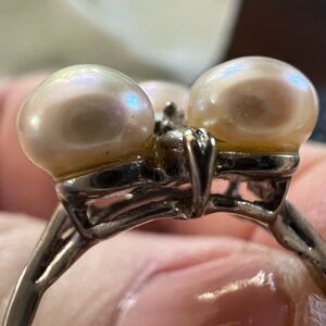 Pearl silver sterling ring.